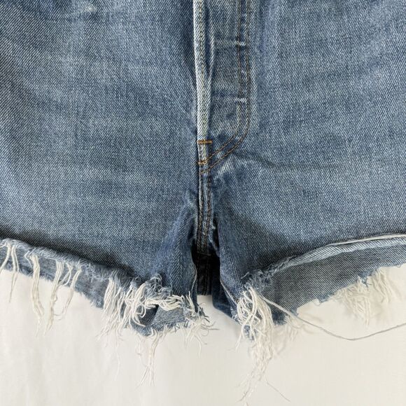 Levis 501 Jean Shorts Women's 30 Medium Wash Denim Button Fly Cut Off High Rise - Picture 2 of 10